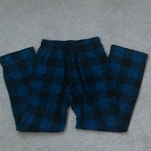 Blue and black plaid pajama pants with antler design size S